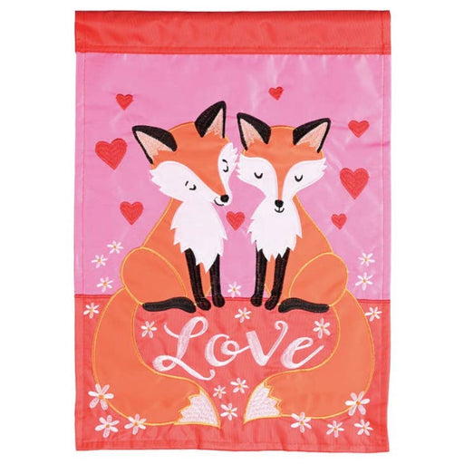 Love Foxes Applique Garden Flag