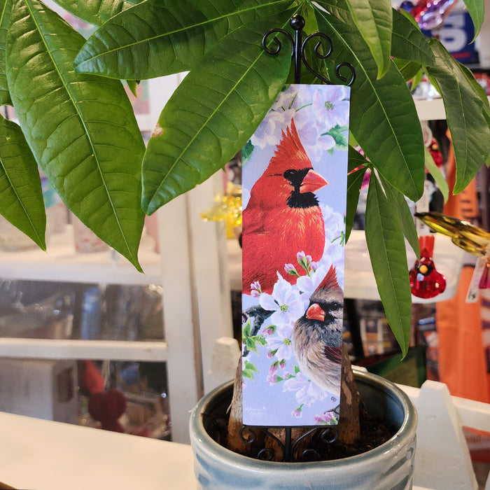 Pair of Cardinals on blooming tree - magnetic insert for plant expression