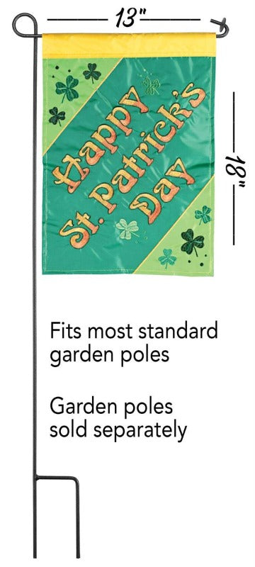 St Patrick’s Day Diagonal Applique Garden Flag