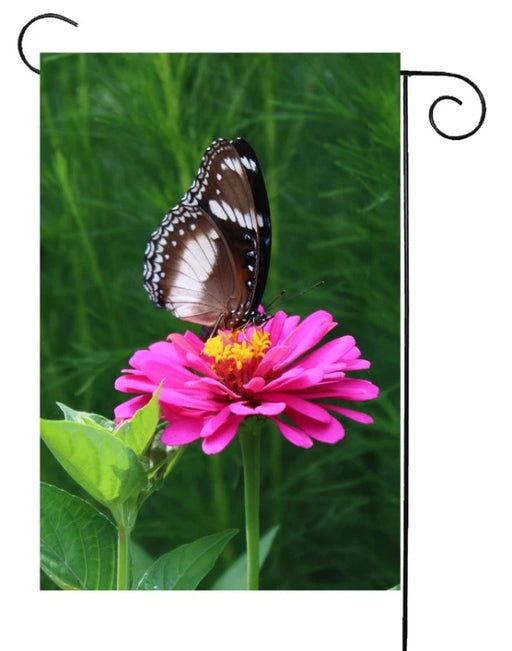 Butterfly Photo On Flower Garden Flag
