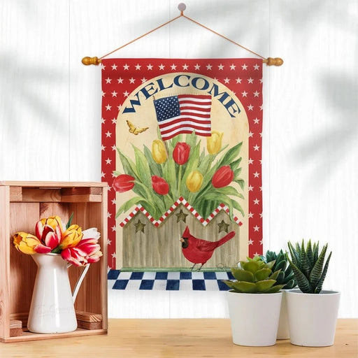 Americana Cardinal Floral Banner Flag