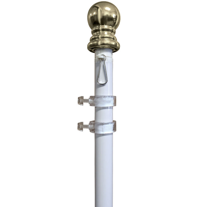 9'x1"  White Aluminum Rotating Pole With Ground Spike