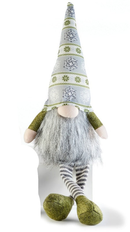 Green Snowflake Winter Gnome Shelf Sitter