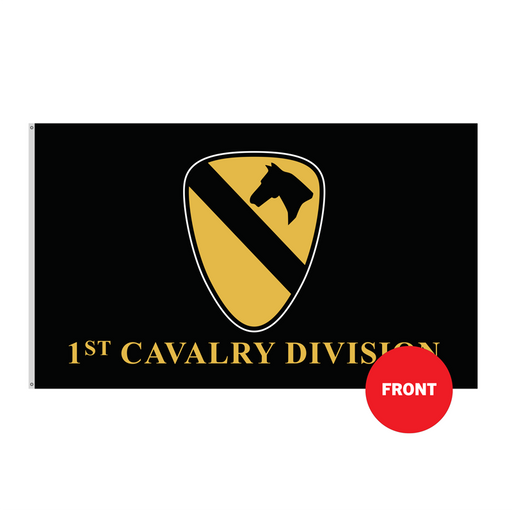 1st Cavalry Black Background Polyester Flag - Made in USA - comes in 2x3' and 3x5'