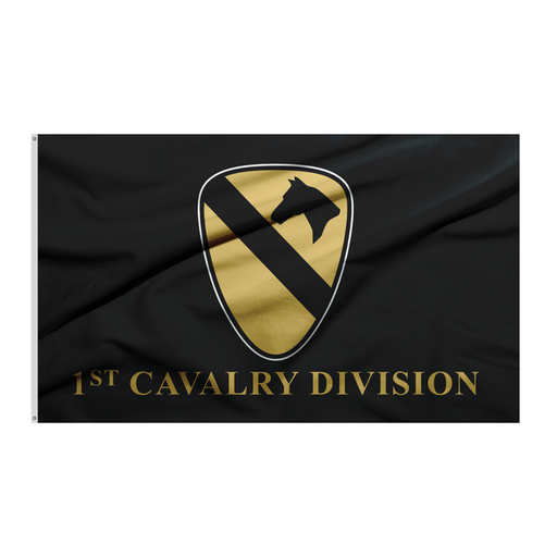 1st Cavalry Black Background Polyester Flag - Made in USA - comes in 2x3' and 3x5'