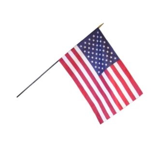 16x24" US Flag Mounted on Black Dowel for Indoor Use