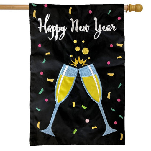 new year's eve champagne glasses garden flag