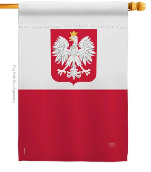 Poland with Eagle Banner Flag