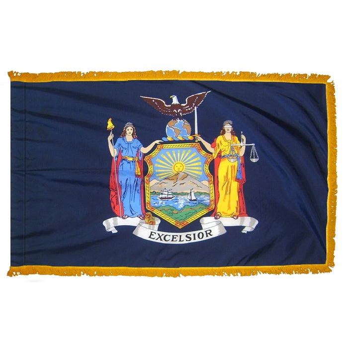New York State Indoor Nylon Flag w/ Fringe