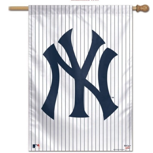 white flag with blue pin stripes and new york yankees flag