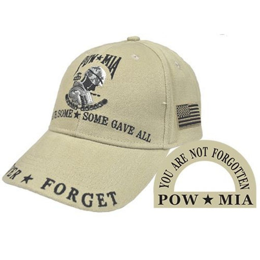 beige pow mia hat with the insignia all gave some some gave all