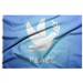 BLUE FLAG WITH WHITE DOVE IN THE CENTER AND THE WORD "PEACE" UNDERNEATH IT