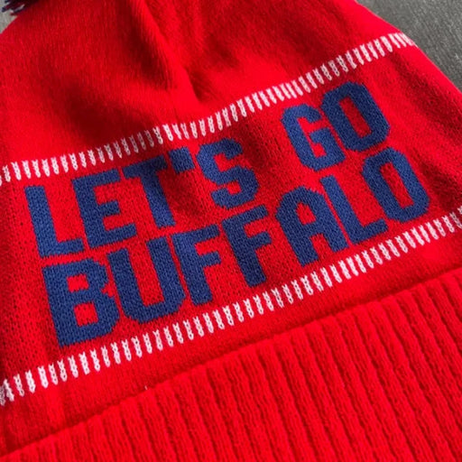 Let's Go Buffalo Red Pom-Pom Knit Hat
