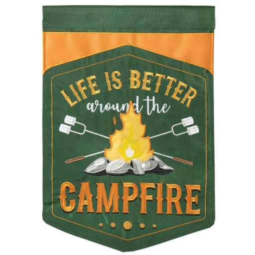 "Life Is Better Around the Campfire" Double Applique Garden Flag
