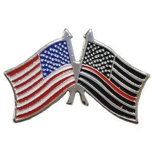 Thin Red Line Dual Flags Lapel Pin