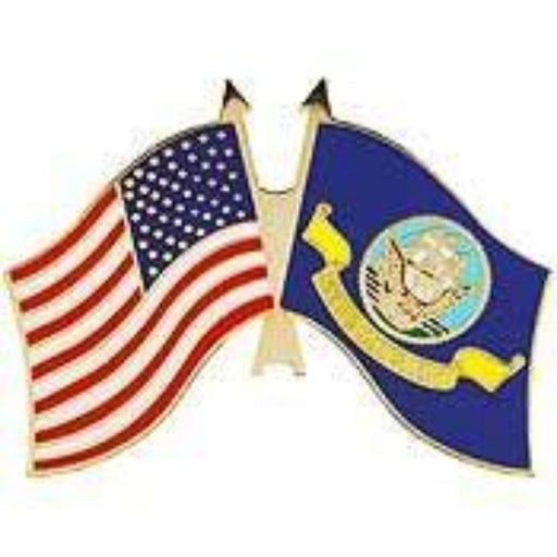 US NAVY DUAL crossed FLAGS LAPEL PIN (Large)