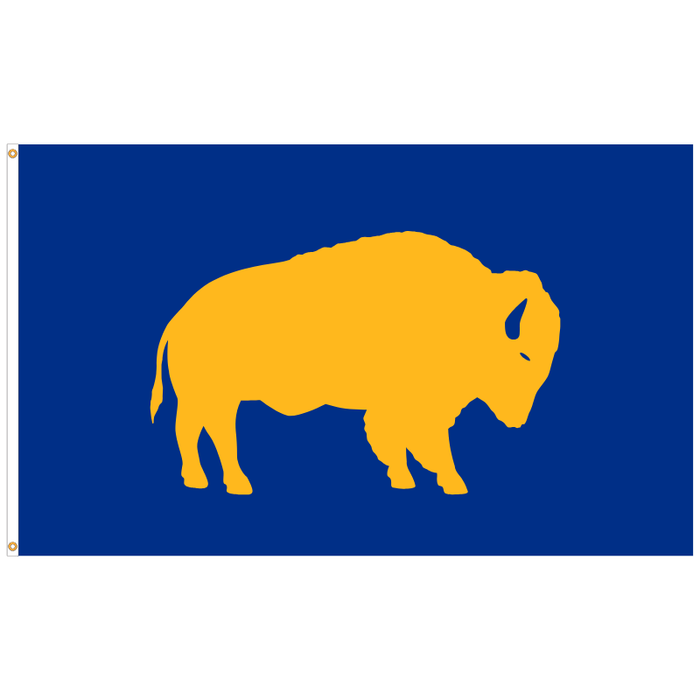 Gold and Blue Standing Buffalo Polyester Flag