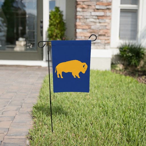 Gold and Blue Standing Buffalo Garden Flag