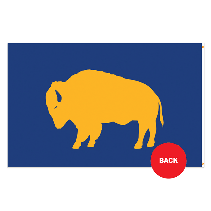 Gold and Blue Standing Buffalo Polyester Flag
