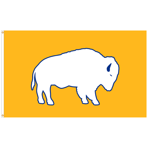 White and Gold Standing Buffalo Polyester Flag