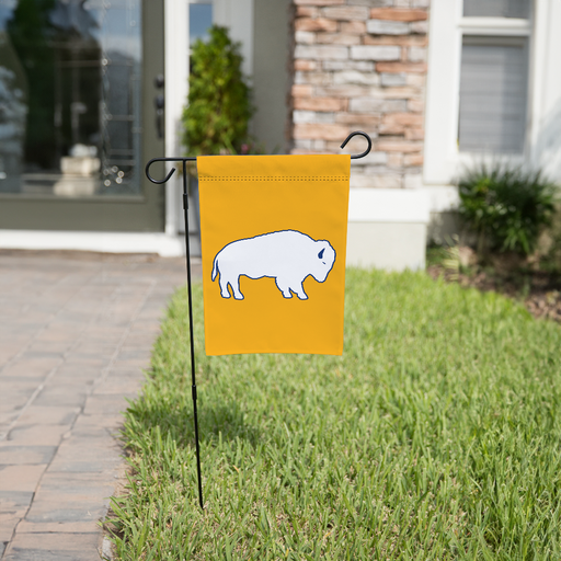 White and Gold Standing Buffalo Garden Flag