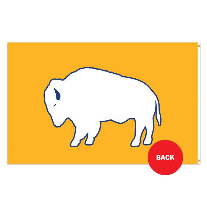 White and Gold Standing Buffalo Polyester Flag - Made in USA