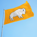 White and Gold Standing Buffalo Polyester Flag - Made in USA