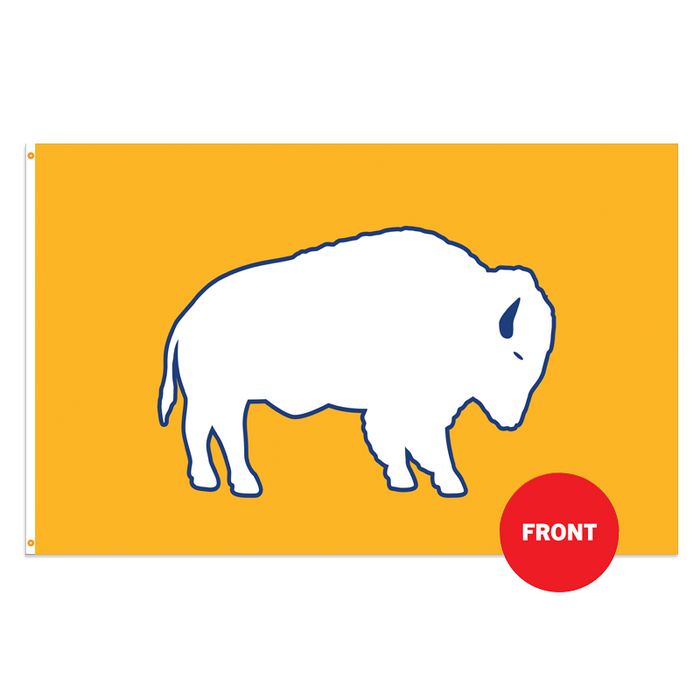 White and Gold Standing Buffalo Polyester Flag - Made in USA