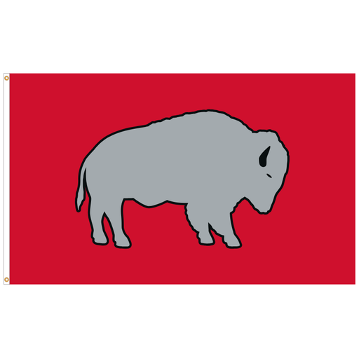Grey and Red Standing Buffalo Polyester Flag