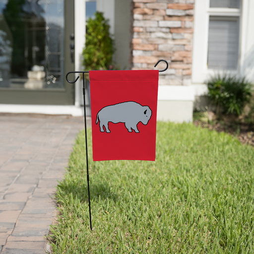 Grey and Red Standing Buffalo Garden Flag