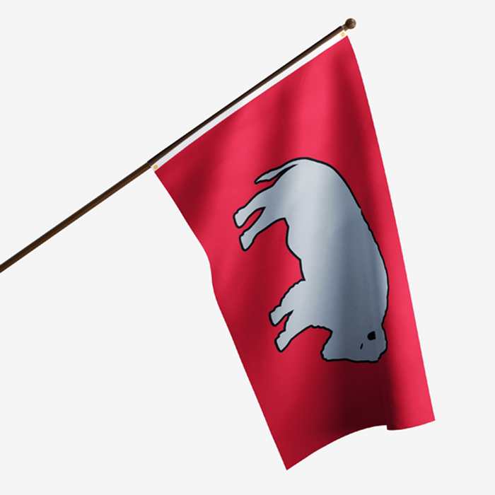 Grey and Red Standing Buffalo Polyester Flag - Made in USA