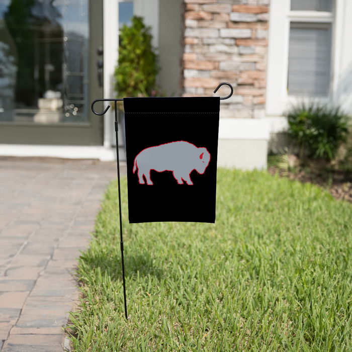 Grey and Black Standing Buffalo Garden Flag