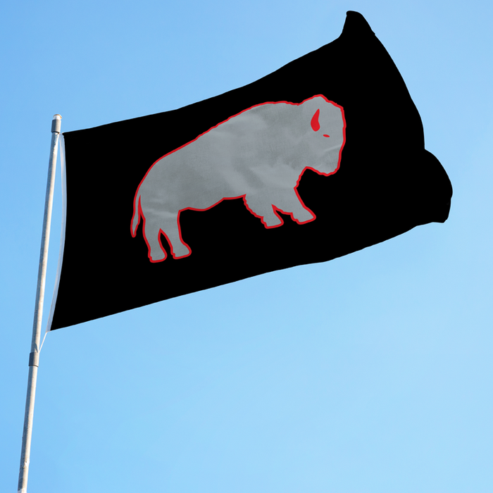  Grey and Black Standing Buffalo Polyester Flag - Made in USA