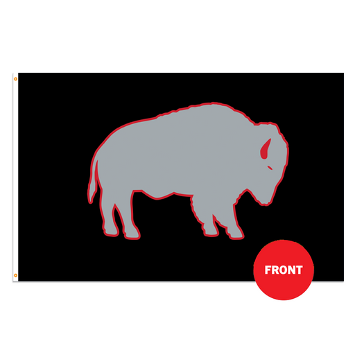  Grey and Black Standing Buffalo Polyester Flag - Made in USA