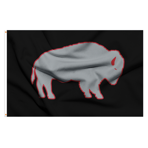  Grey and Black Standing Buffalo Polyester Flag - Made in USA