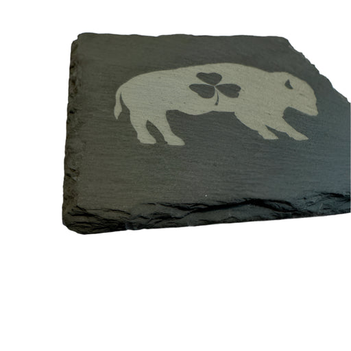 Shamrock Standing Buffalo Square Slate Coaster