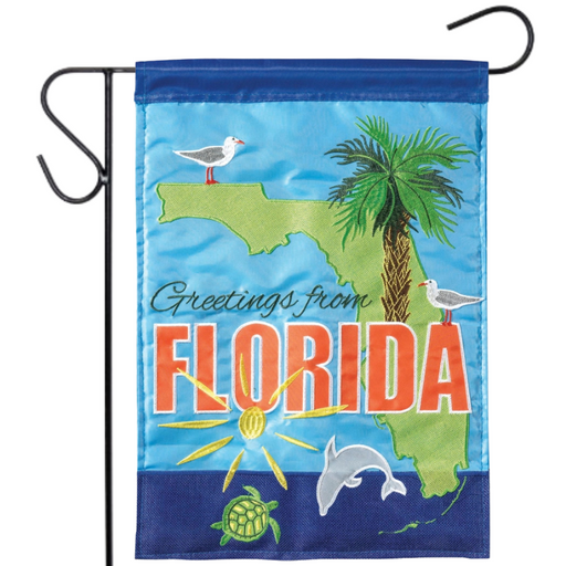 Greetings from Florida Applique Garden Flag