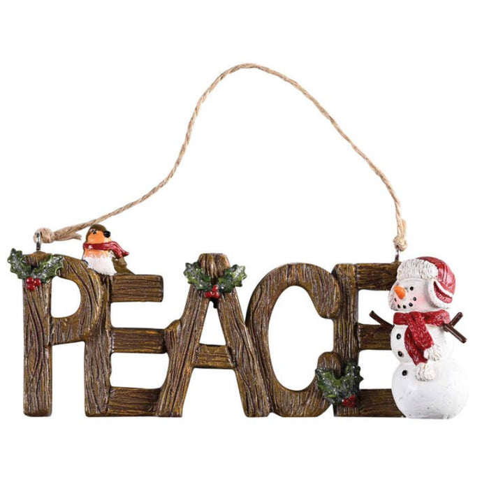 Peace Snowman Cardinal Hanging Ornament