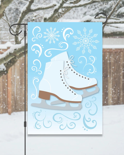 White Ice Skates Garden Flag