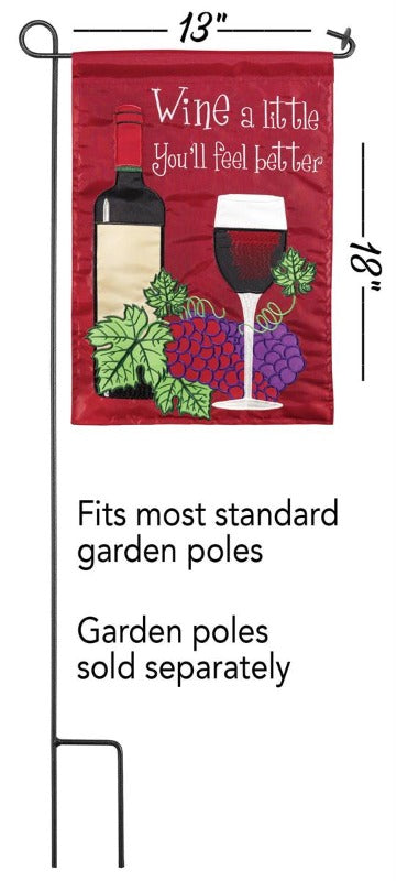 Wine a Little Applique Garden Flag