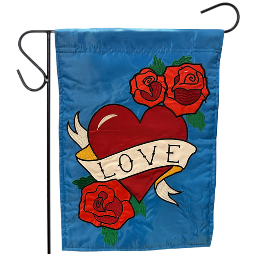 Traditional Love Heart Applique Garden Flag