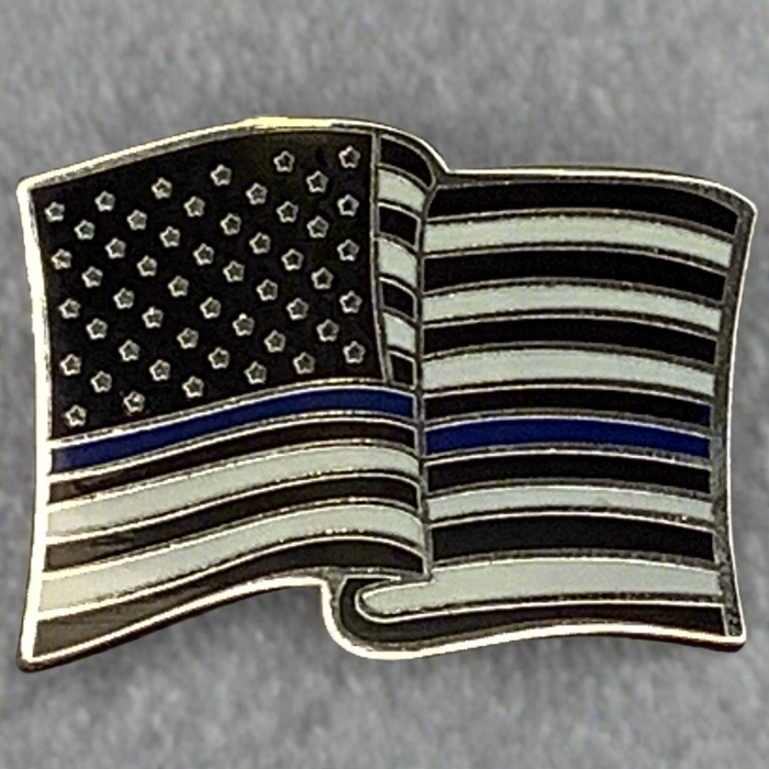 Thin Blue Line US Wavy Flag Lapel Pin 2025