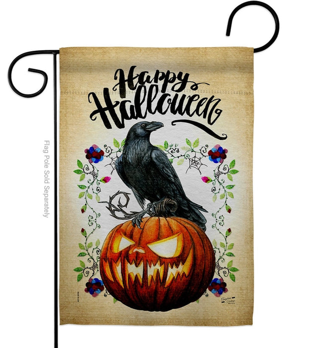 Crow and Pumpkin Garden Flag