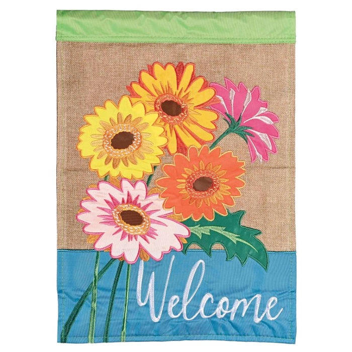 Welcome Gerbers Applique Garden Flag