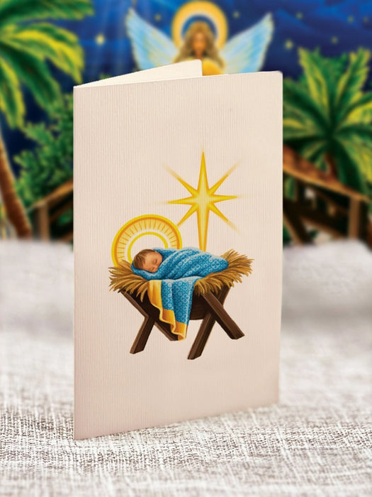 Mini Starlit Nativity Pop-Up Decor w/ Note Card
