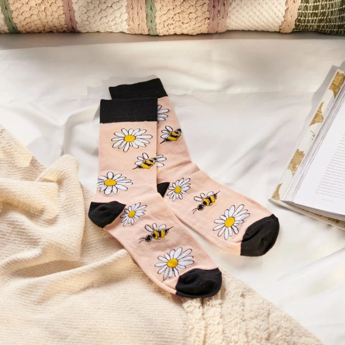 Bees and Daisies Crew Socks