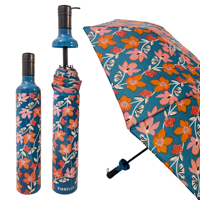 Teal Tango Wine Bottle Umbrella