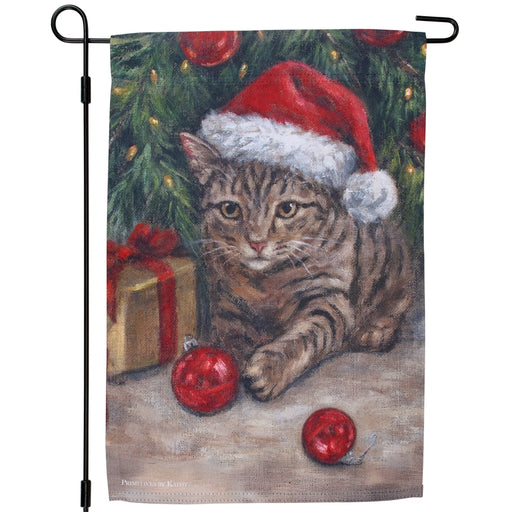 Christmas Kitty Mischief Garden Flag