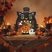 Black Cat Head Wood Tabletop Decor