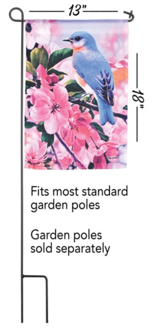 Bluebird Pink Flowers Garden Flag